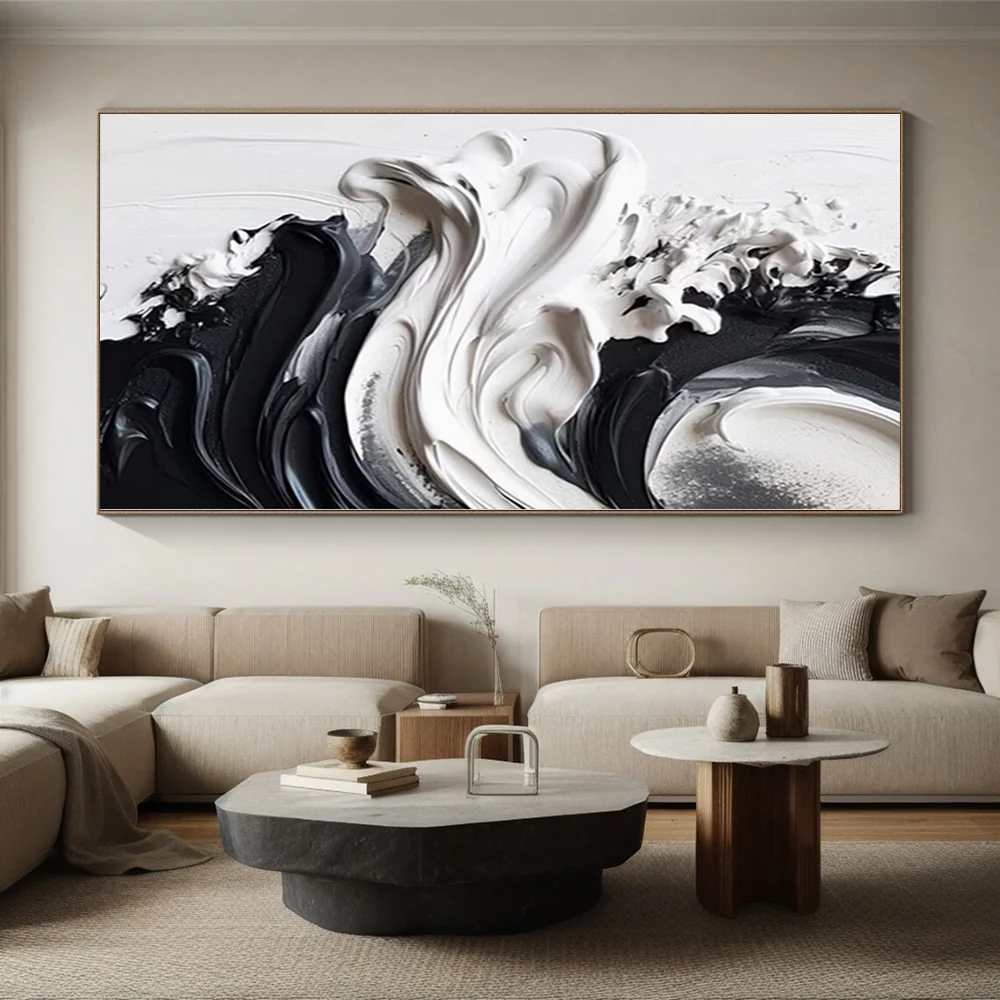 Format Handmade Original Acrylic Minimal Black Canvas Wall Art RISV6